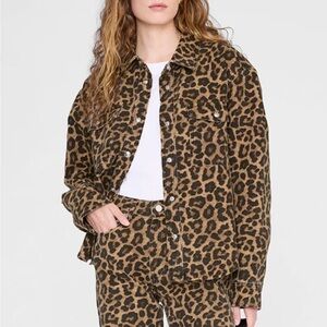 ANINE BING  PAXTON SHIRT BLACK BROWN LEOPARD